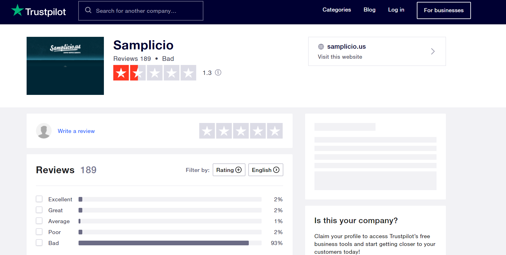 Samplicio TrustPilot Reviews
