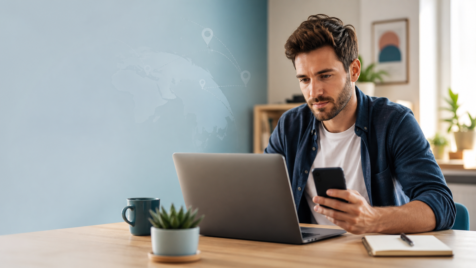 Person carefully comparing online research opportunities