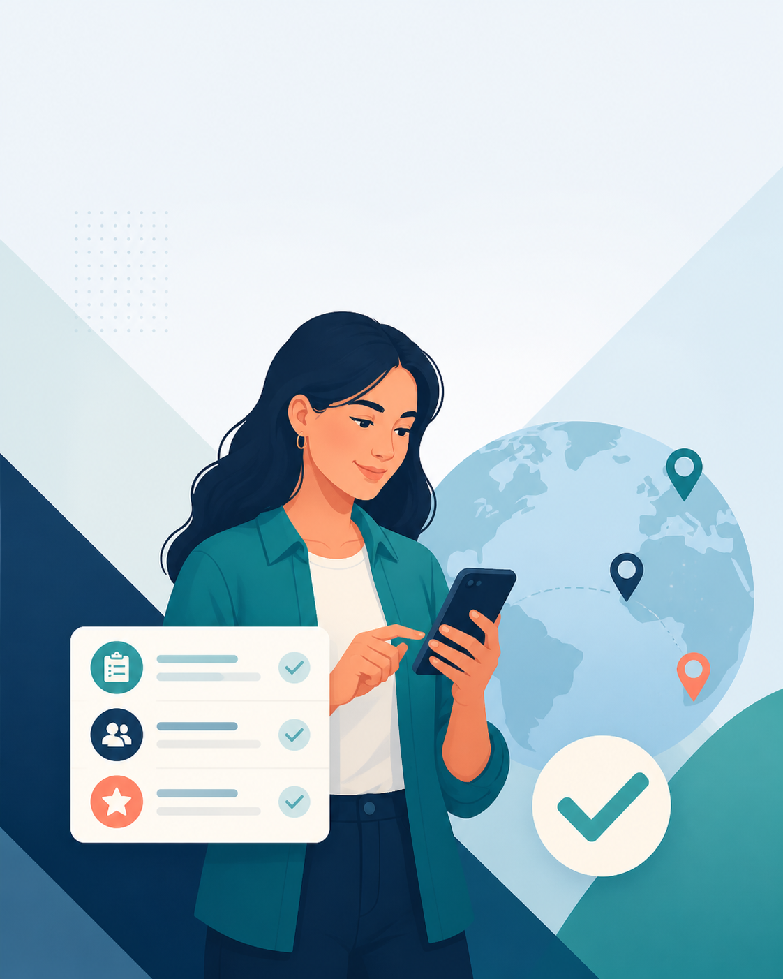Illustration of someone comparing survey opportunities by country